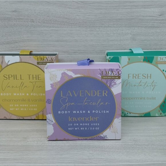 L.W.Y.A Body Wash & Polish Lavender + Peppermint + Chamomile Vanilla Set of 3 - Picture 1 of 6